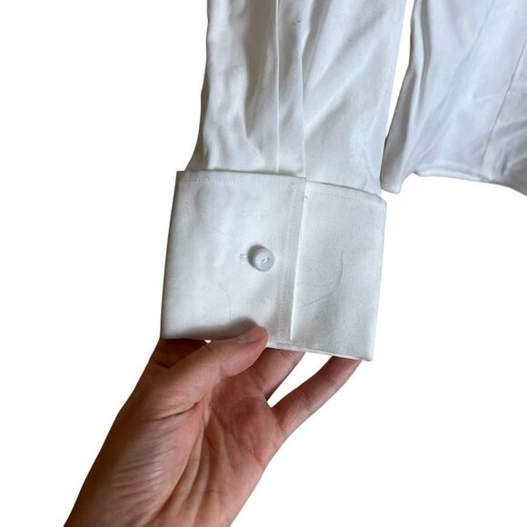 Talbots off white cotton blend button down shirt - Picture 7 of 7